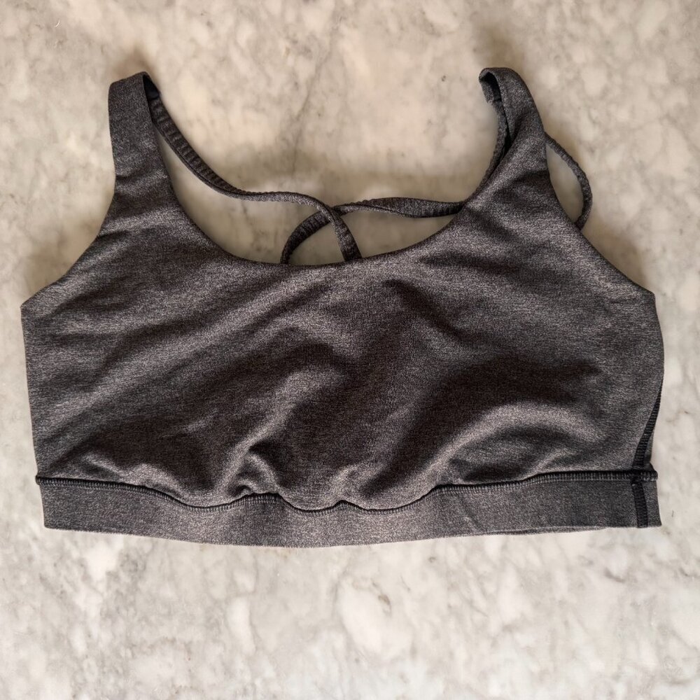 Lululemon Energy Sports Bra Long Line Black Gray Size 12 Gym
